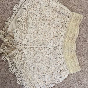 Laced cream colored shorts